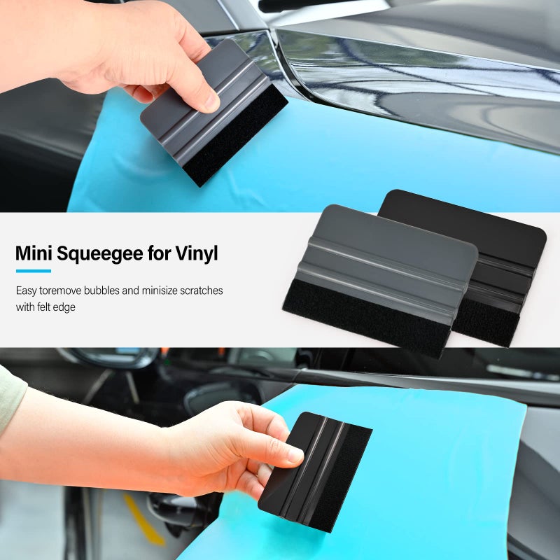 Gomake 20 Pack Vinyl Squeegee Tool with 20PCS Squeegee Felt Fabric for Vinyl Tint Film Decal Squeegee Application Tool Vinyl Wrap Installation Wallpaper Smooth Tool (Black and Grey, 20) - Image 5